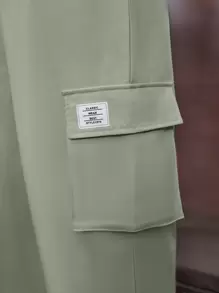 SHEIN Leap Crew 青少年女孩字母貼布背心上衣和側翻蓋口袋腰部抽繩長褲 - 薄荷綠 - 查看 4