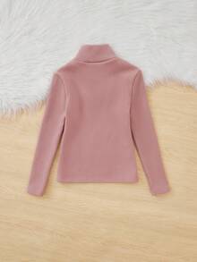 Áo thun giữ nhiệt cổ cao có họa tiết chữ Tween Girl - Hồng - Xem 2