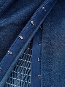 SHEIN MOD 側邊綁帶羊腿袖抹胸上衣不帶襯衫 - 藍色 - 查看 4