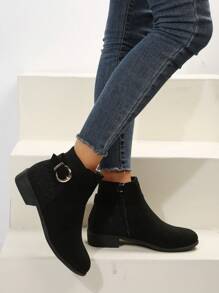 Giày Bốt Ngắn Nữ Thu Đông 2023 Thiết Kế Mới Phong Cách Âu Mỹ Giày Bốt Nữ Size Lớn Giày Cao Gót Chunky Bốt Xe Máy Họa Tiết Da Báo dành Cho Nữ - màu đen - Xem 1