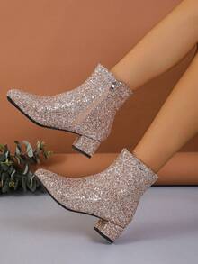 女性時尚簡約風舒服的靴子 - 金色 - 查看 3