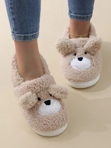 Warme Plüsch Hausschuhe mit Cartoon Bär Motiv für Damen, Herbst & Winter