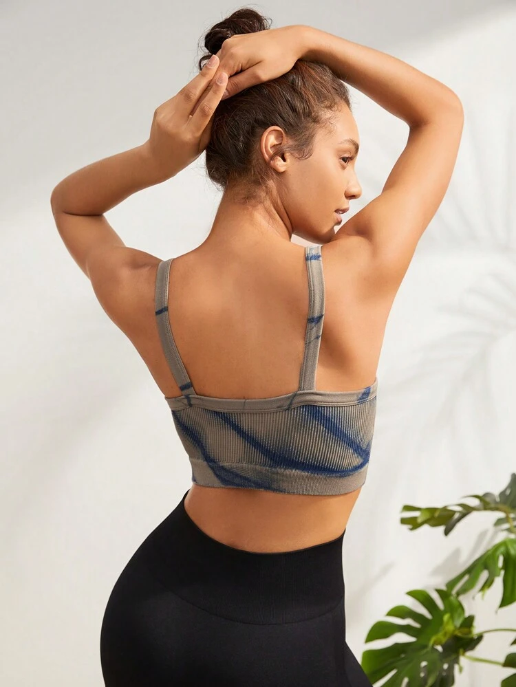 Tie Dye Rib Knit Sports Bra