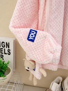 SHEIN Tween Girl Letter Patched Drop Shoulder Jacket With Bag - Baby Pink - View 6