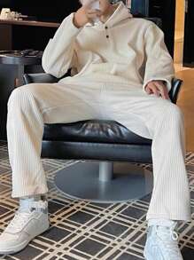 Claim Dot 男士寬鬆連帽下垂肩運動衫和長褲套裝