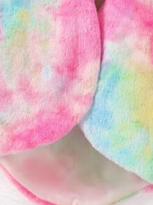 SHEIN Young Girl Tie Dye Open Front Teddy Coat - Multicolor - View 4