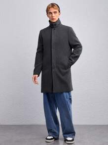 Manfinity Unisex 1 stuk Stevige Losse pasvorm Voorknop Overjassen