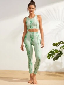 Easithlete Tie Dye Sports Tank Top & Leggings - Multicolor - View 6