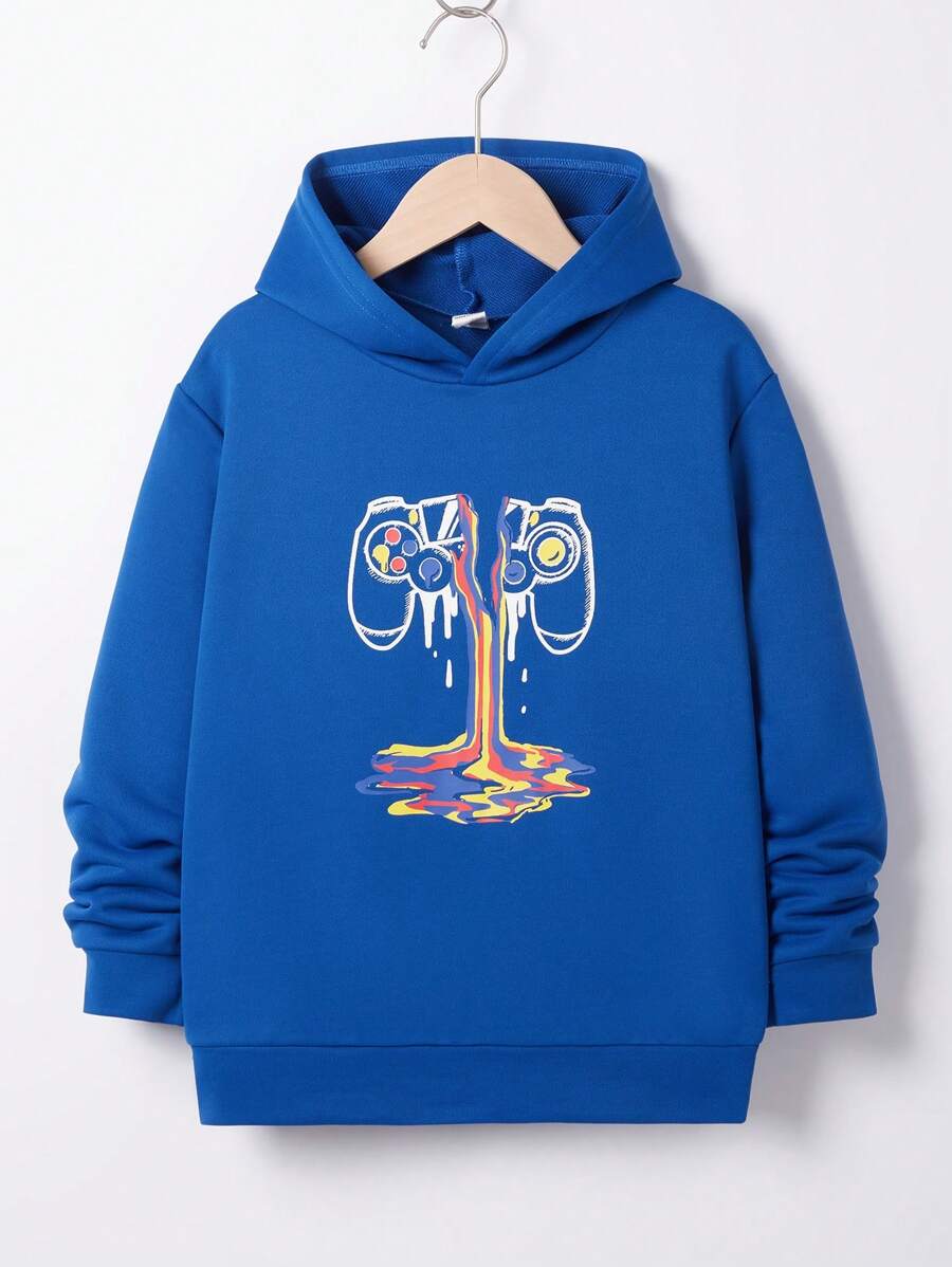 SHEIN Sudadera con gráfico de control de juegos para niño preadolescente - azul real - Ver 1
