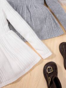 2pcs Tween Girl Solid Ruffle Hem Tee