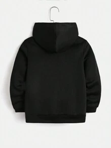 SHEIN Áo hoodie và quần thể thao họa tiết chữ Tween Boy - Xanh đậm - Xem 3