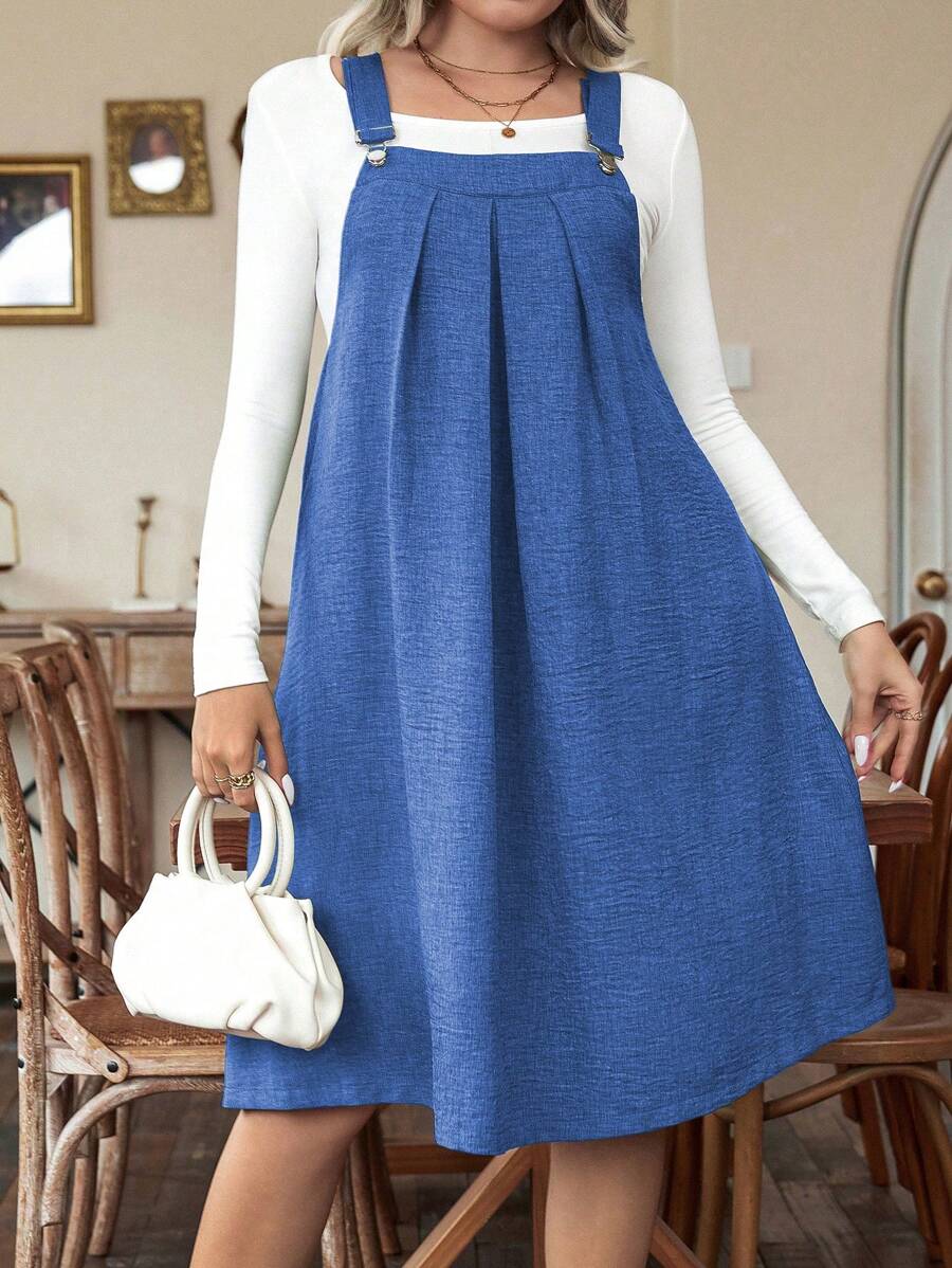 Calvaya Talla grande Vestido overol unicolor sin camiseta - Azul - Ver 1