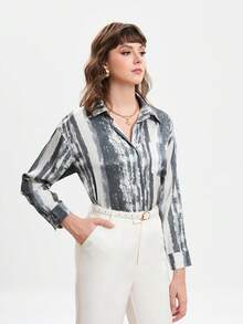 Aveloria Graphic Print Drop Shoulder Shirt - Multicolor - View 5