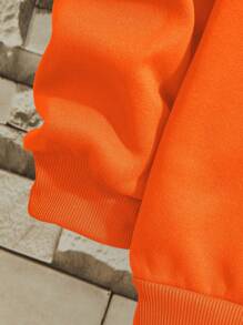 男士素色圓領運動衫無項鏈 - 橘色 - 查看 5