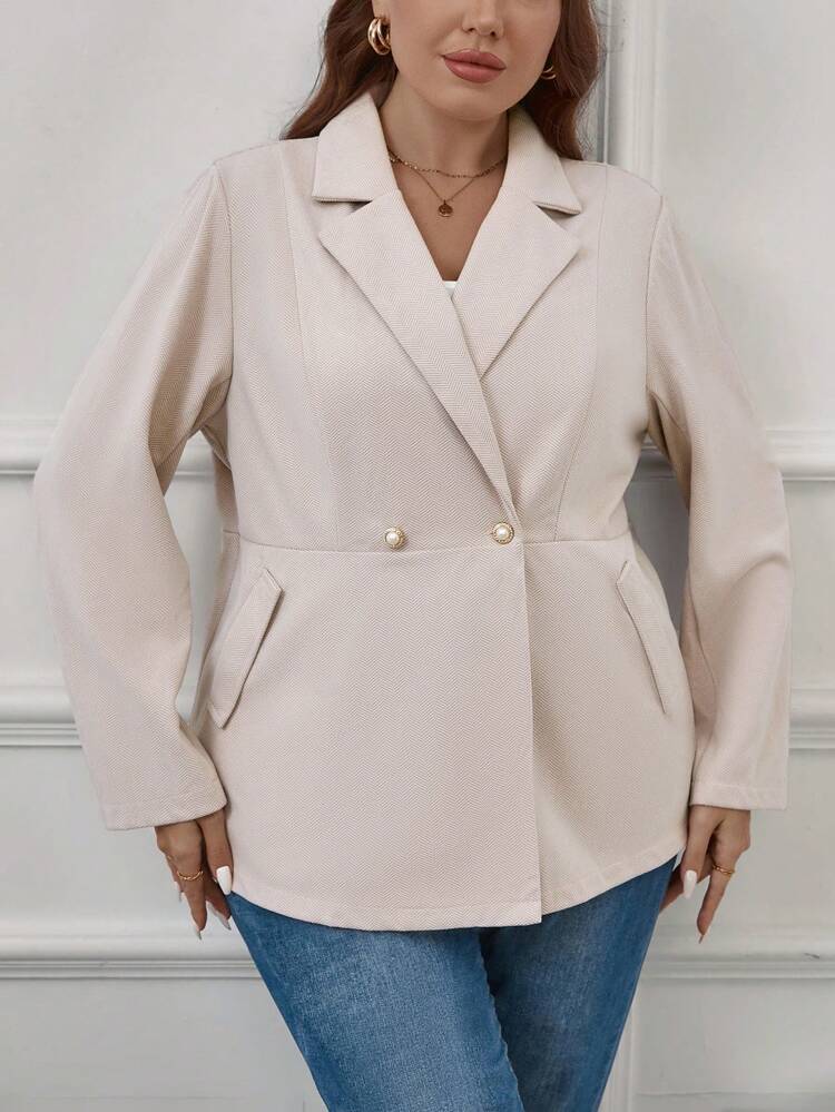 Plus Lapel Neck Double Button Overcoat