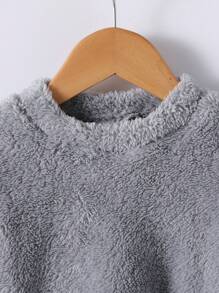 SHEIN Áo nỉ trễ vai cô gái trẻ - Màu Xám nhạt - Xem 6