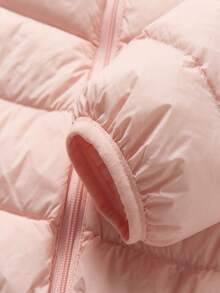 Young Girl Patched Detail Slant Pockets Down Coat