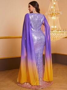 YISIKADO 大尺碼對比網眼亮片正式裙 - 彩色 - 查看 2