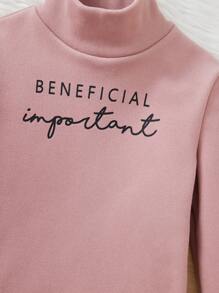 Áo thun giữ nhiệt cổ cao có họa tiết chữ Tween Girl - Hồng - Xem 4