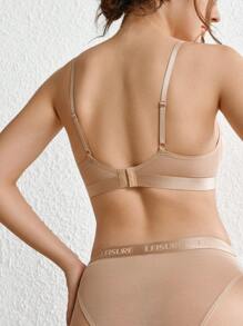 無鋼圈無痕胸罩,實色車線配飾,內衣蕾絲細節 - 杏色 - 查看 3