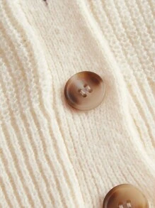 SHEIN MOD 前紐扣羊腿袖開襟衫 - 杏色 - 查看 7