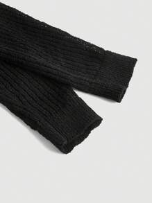 SHEIN MOD 純色短款毛衣（無吊帶上衣） - 黑色 - 查看 3