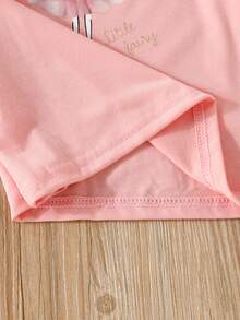 SHEIN 女孩人像圖案T恤 - 粉色 - 查看 7