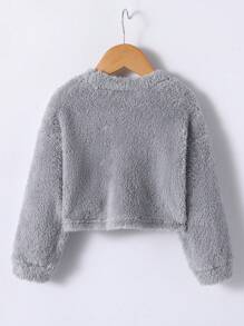 SHEIN Áo nỉ trễ vai cô gái trẻ - Màu Xám nhạt - Xem 2