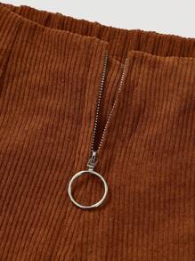 SHEIN MOD 拉鏈門襟前喇叭褲 - 杏色 - 查看 3