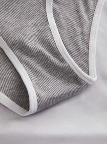 3入組字母圖案撞色滾邊內褲套裝 - 彩色 - 查看 6