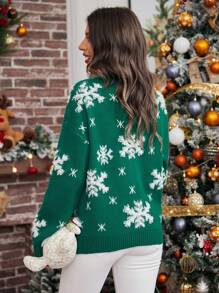 SHEIN Essnce Pull Motif Flocon De Neige Épaule tombante