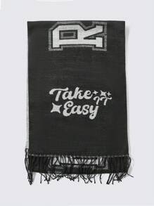 SHEIN 1入組孩子們流蘇濃烈香調圍巾披肩 - 黑色 - 查看 4