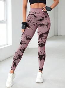 SHEIN Sport Studio Batik nahtlose hochelastische Sport Leggings, hochwertige nahtlose Schlankheits-Leggings für Frauen mit hoher Taille - belastbarer, weicher, atmungsaktiver 4-Wege-Stretch Leggings zum Laufen, Radfahren, Yoga, Pickleball, Fitness, Lässig