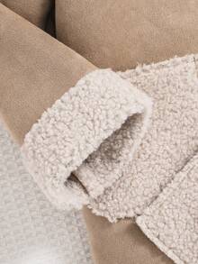 SHEIN 女小童雙口袋毛絨內襯連帽外套