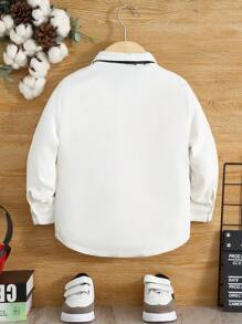 SHEIN Young Boy Patched Pocket Shirt - White - View 2