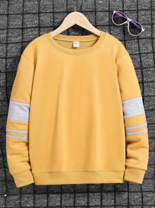 SHEIN Boys Contrast Panel Thermal Lined Sweatshirt - Yellow - View 1