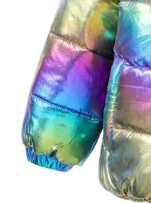 SHEIN 年轻女孩全息拉链衬垫外套 - 彩色 - 查看 7