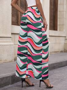 Breezaya 滿版印花百褶闊腿褲 - 彩色 - 查看 2