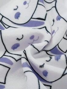 Junges Mädchen Niedliches Kaninchen Bedrucktes Thermal Fleece Esatz-set Mit Körperbetonter Passform