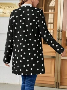 SHEIN Maternity Heart Print Lantern Sleeve Sweater - Black and White - View 2