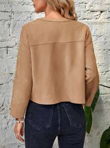 EMERY ROSE Cazadora con doble bolsillo de hombros caídos - Camel - Ver 2