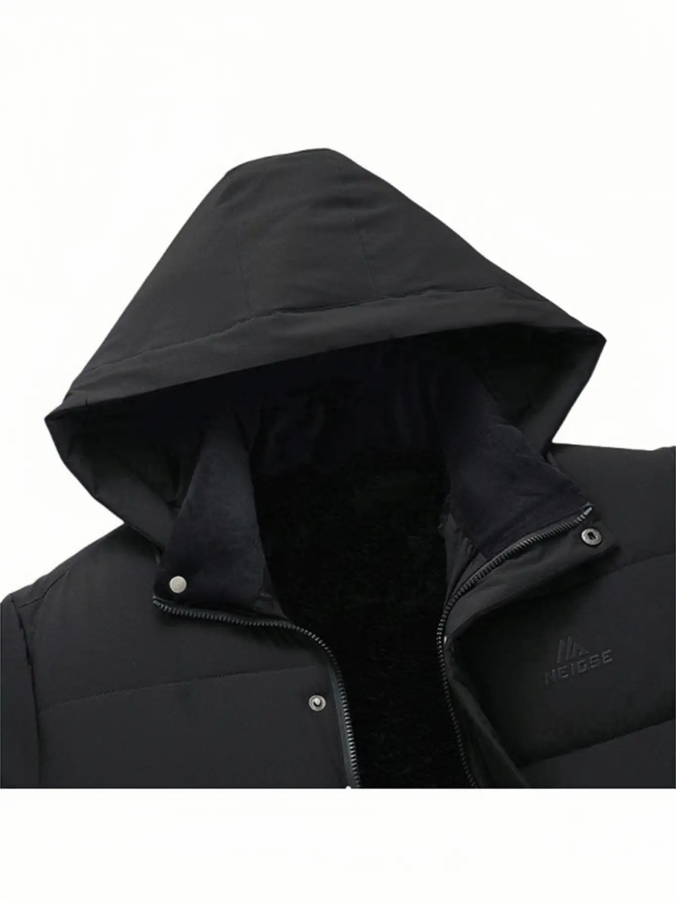 Manfinity Homme Áo khoác gió ngoài trời có mũ lót nhiệt họa tiết chữ cái cho nam, Áo khoác bong bóng đi chơi, Áo khoác mùa đông màu đen, Quà tặng cho bạn bè, chồng, bạn trai, Áo khoác phao nam, Áo khoác phao màu đen cho nam, Áo khoác ấm dài có mũ dày cho mùa đông, Áo khoác đệm chống gió - màu đen - Xem 6