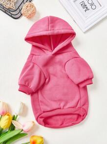 PETSIN 1pc Cute Bear Printed Street Style Hoodie For Women, Pink, With Pet Print