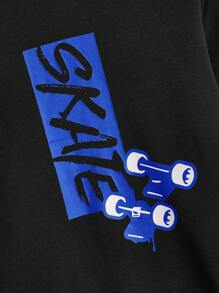 SHEIN Áo hoodie và quần thể thao họa tiết chữ Tween Boy - Xanh đậm - Xem 7