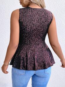 Celure Plus Crisscross Front Peplum Top - Pink - View 2
