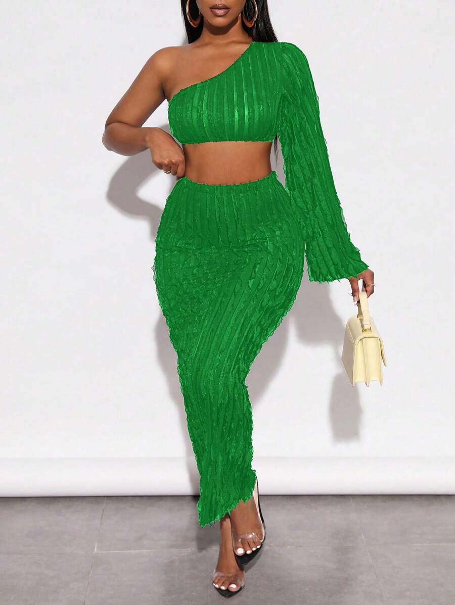 Zolique 單肩短款上衣&鉛筆裙