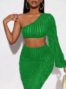 Zolique 單肩短款上衣&鉛筆裙