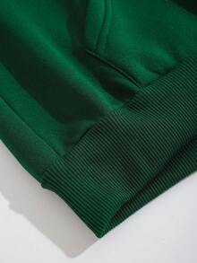 SHEIN EZwear Capucha con estampado de letra con cordón con forro térmico - Verde - Ver 3