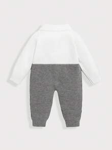 SHEIN Bộ áo liền quần 2 trong 1 cho bé trai cài nút nơ phía trước - Nhiều màu - Xem 2