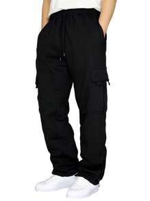 Uomo Pantaloni cargo tasca laterale con patta con coulisse a vita